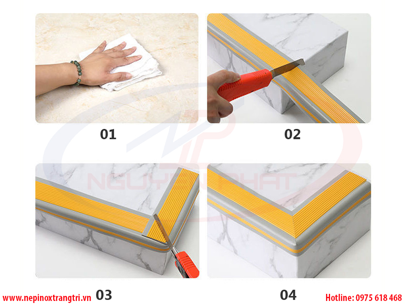 Thi công nẹp chống trơn PVC 