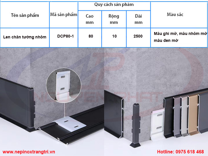 kích thước cơ bản của phào chân tường