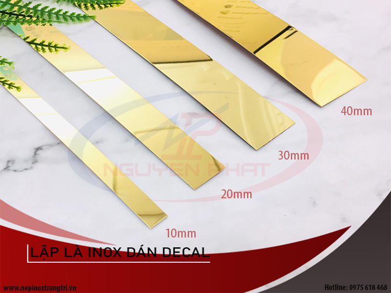 Các kích thước nẹp lập là inox