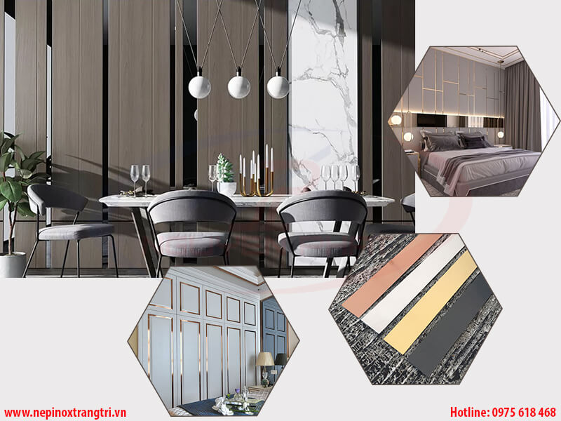 Ứng dụng trang trí của nẹp lập là inox