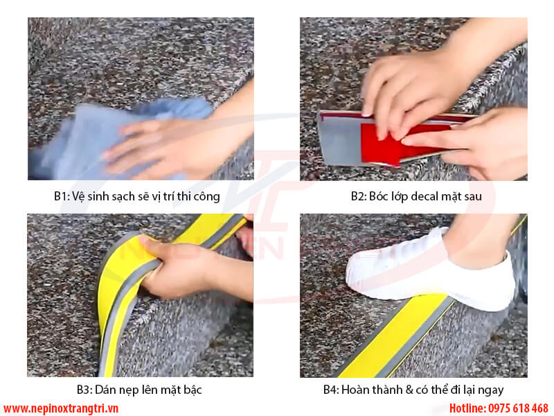 Hướng dẫn thi công nẹp cầu thang pvc có sẵn keo